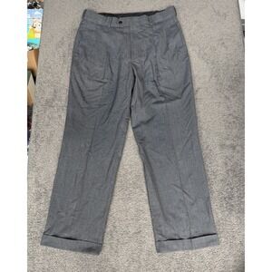 Stafford Essentials Mens Gray Glen Plaid Classic Fit Pleated Cuffed Pants 34x30